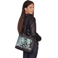 Women's Hair on Calf Leather Handbag w/ Top Zip Closure